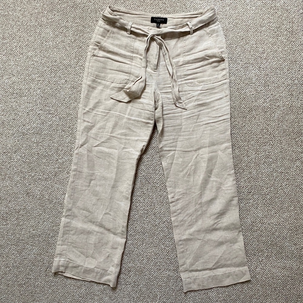 Talbots linen pants beige size 6 petite